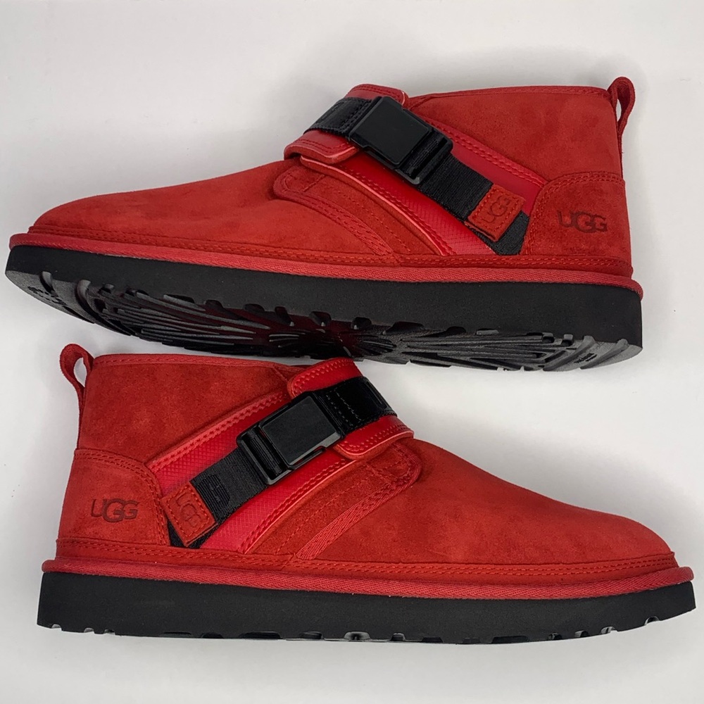 UGG Neumel Snapback Chukka Boots Mens Size 11 Red Black Ankle Sheepskin